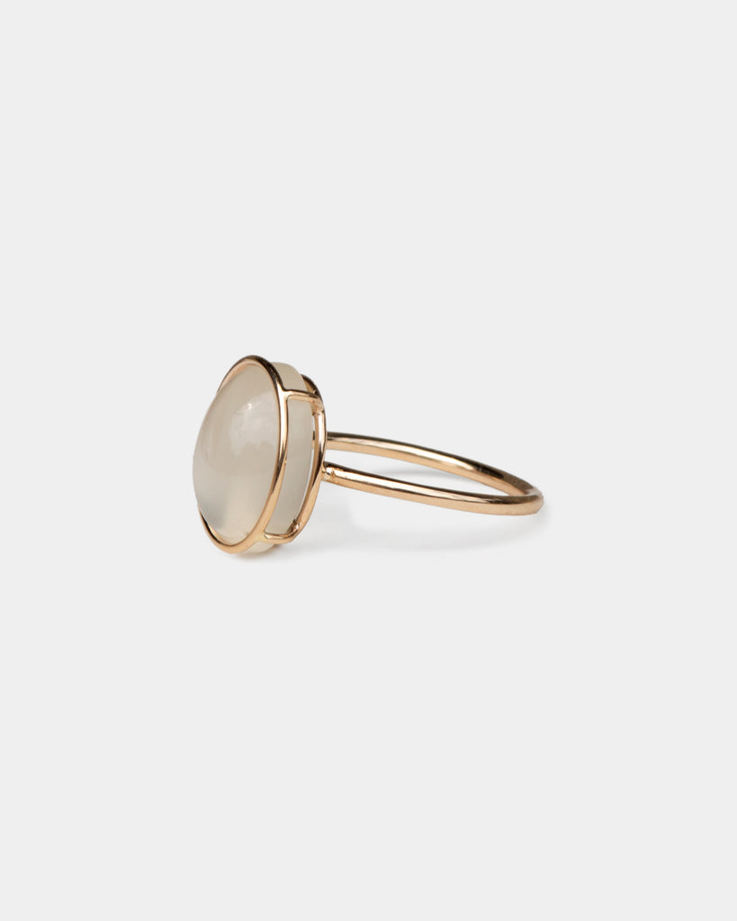 14k Ceylon Moonstone Egg Floating Ring