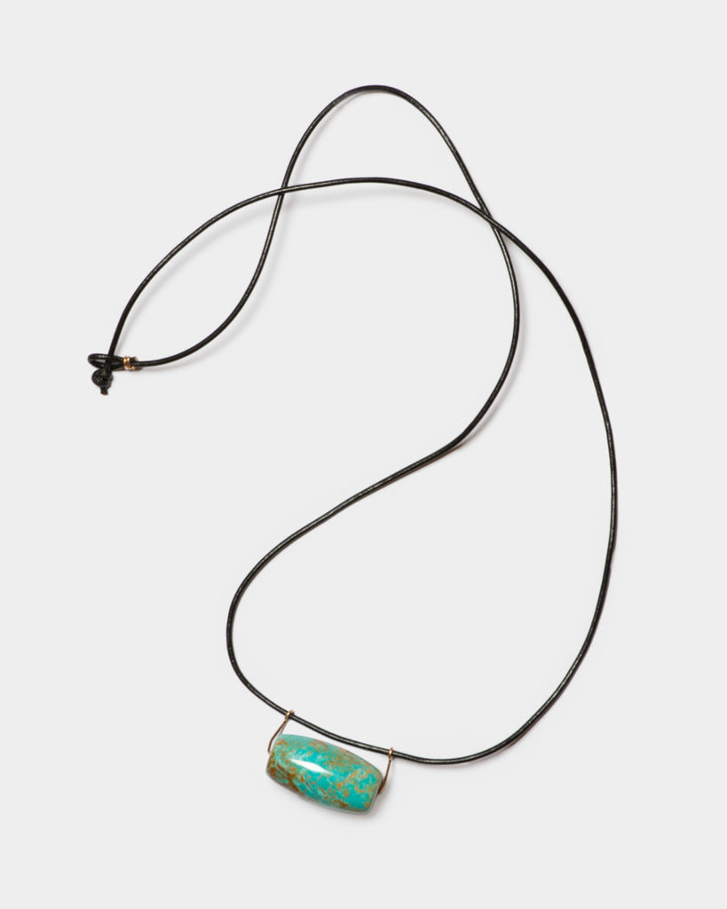 Barrel Turquoise Cord Necklace