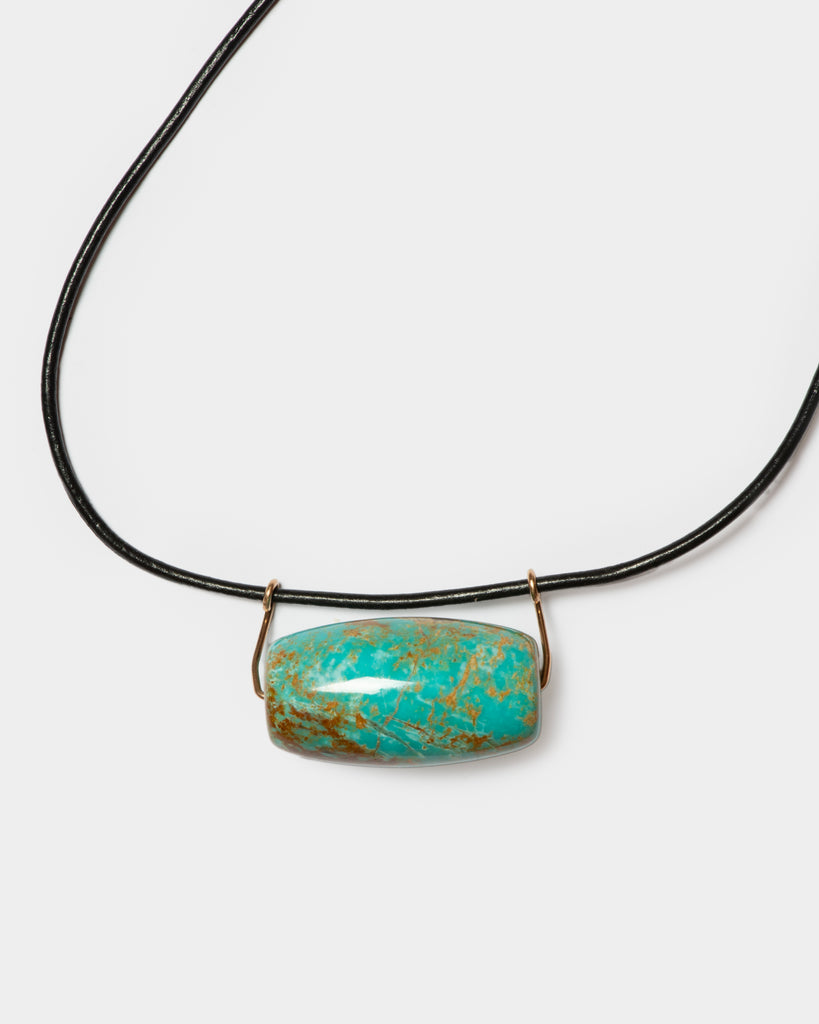 Barrel Turquoise Cord Necklace
