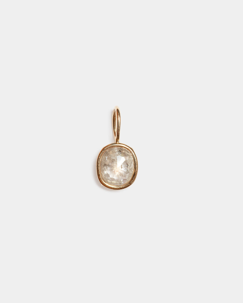 14k Rose Cut Mineral Diamond Floating Pendant