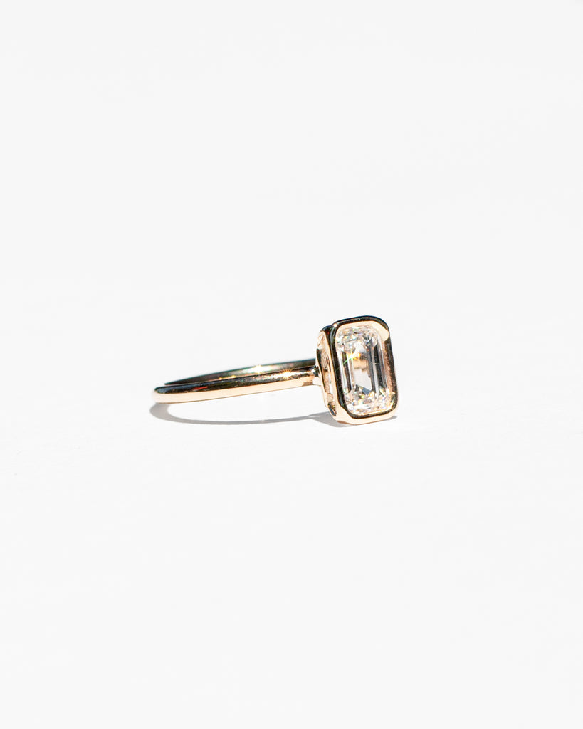 14k Emerald Cut Lab Diamond Floating Ring