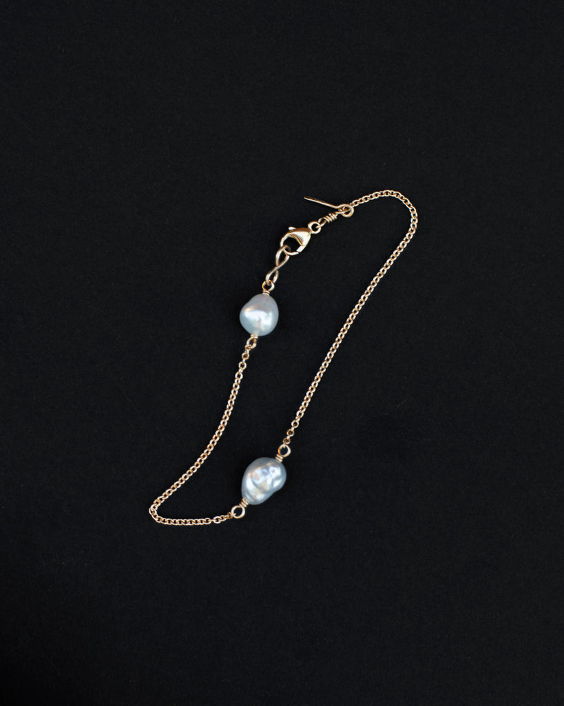 14k Keshi Pearl Chain Bracelet