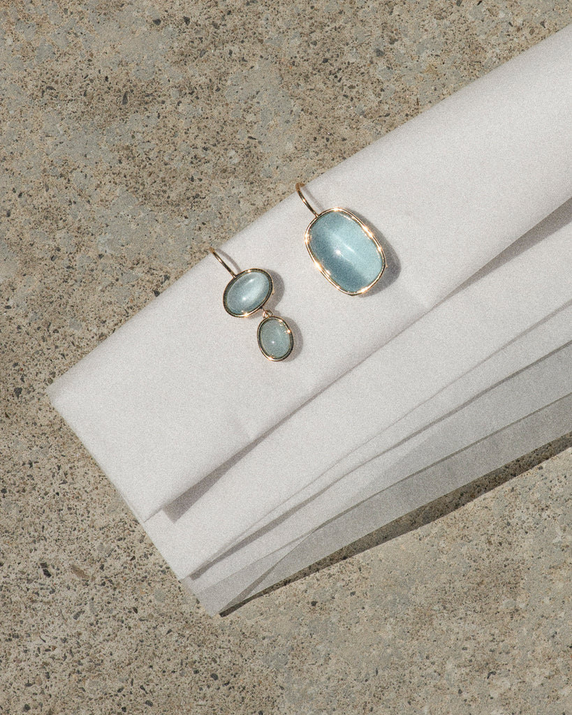 14k Asymmetry Wins Drop Earrings