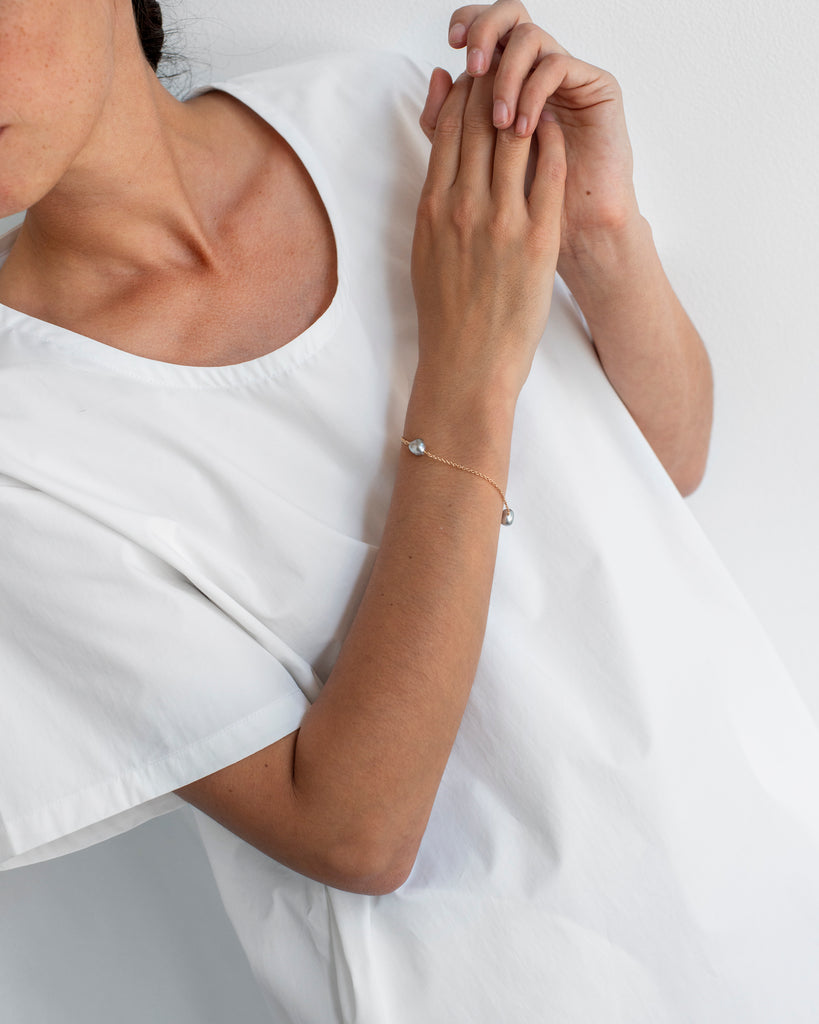 14k Keshi Pearl Chain Bracelet