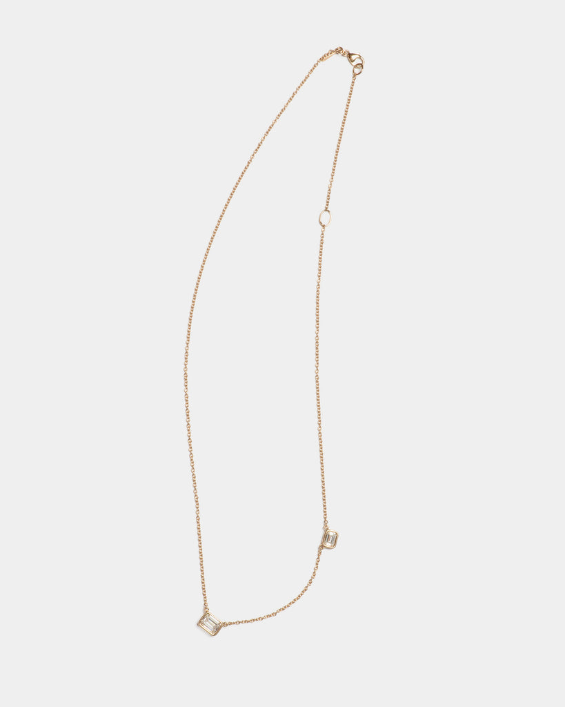 14k Emerald Cut Diamond Chain Necklace