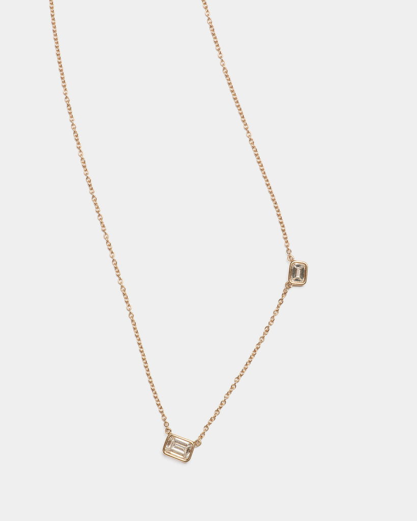 14k Emerald Cut Diamond Chain Necklace