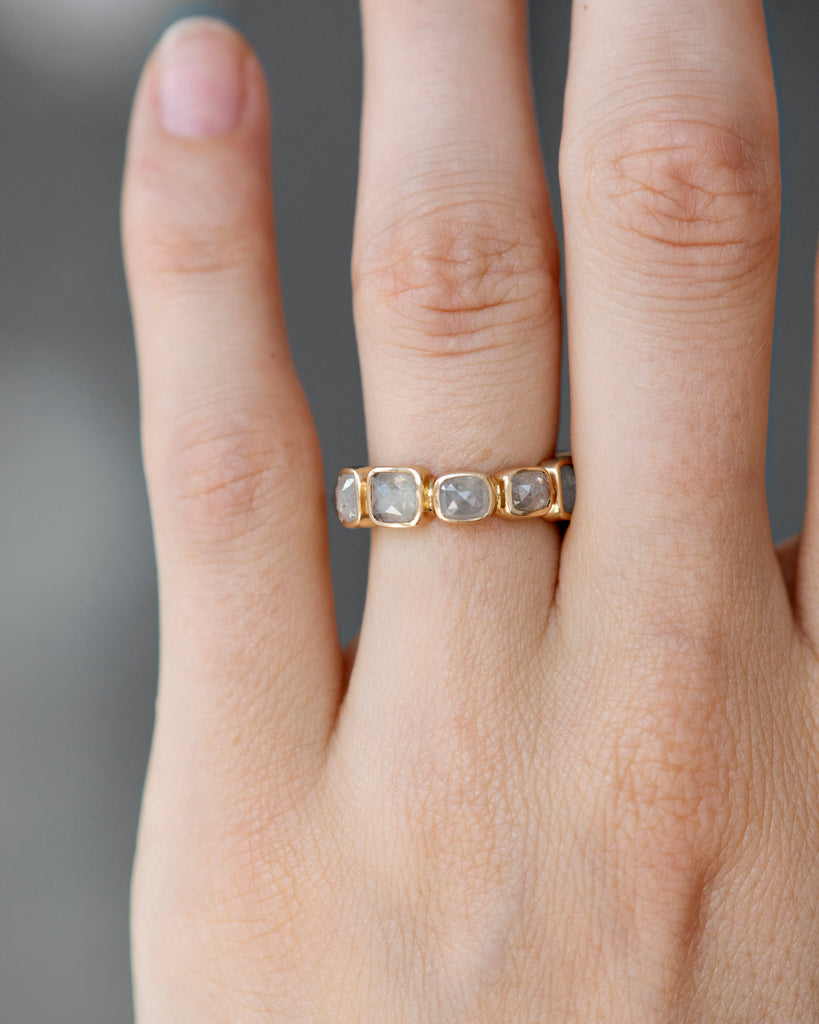 14k Silvery Grey Mineral Diamond Eternity Band