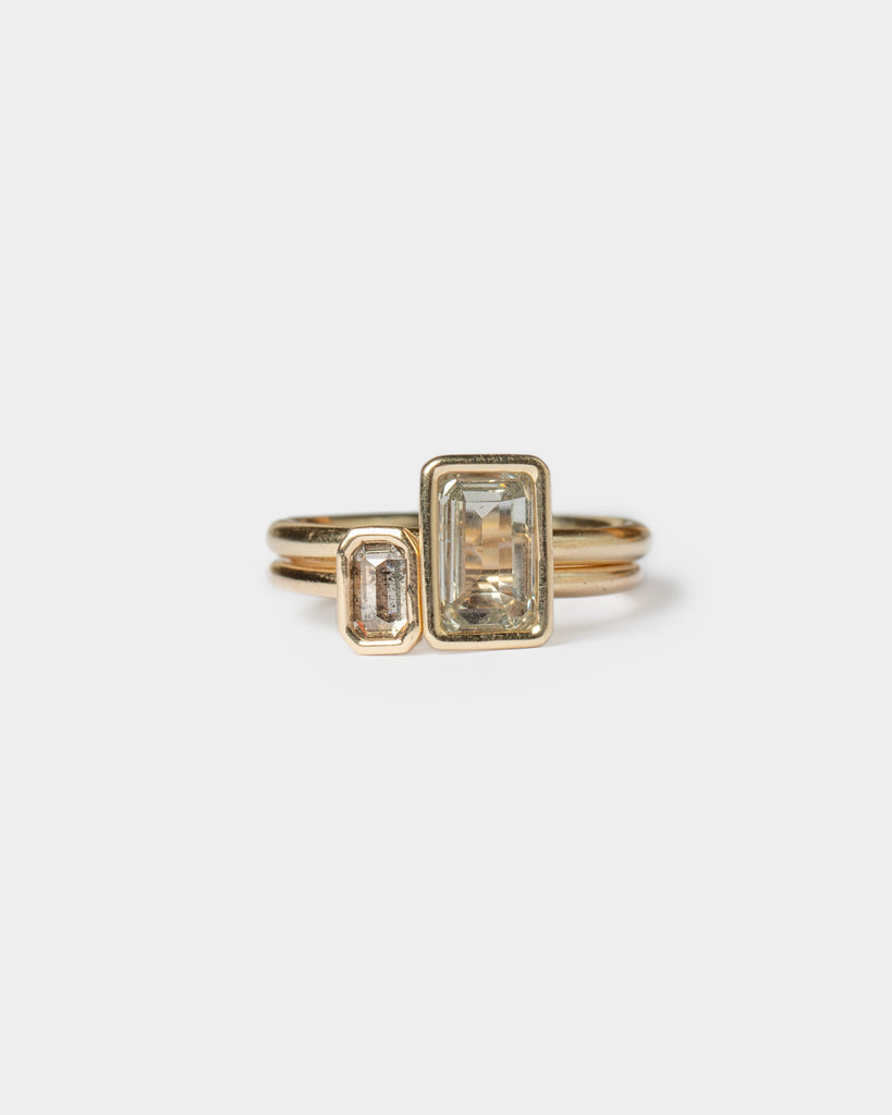 14k Pepper and Forest Toi et Moi Rings