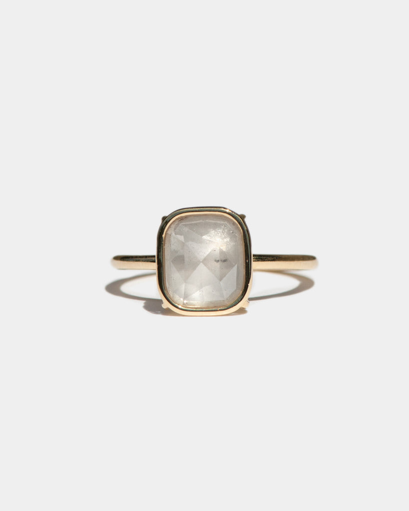 14k Salt Square and Step Cut Mineral Diamond Toi et Moi Floating Rings
