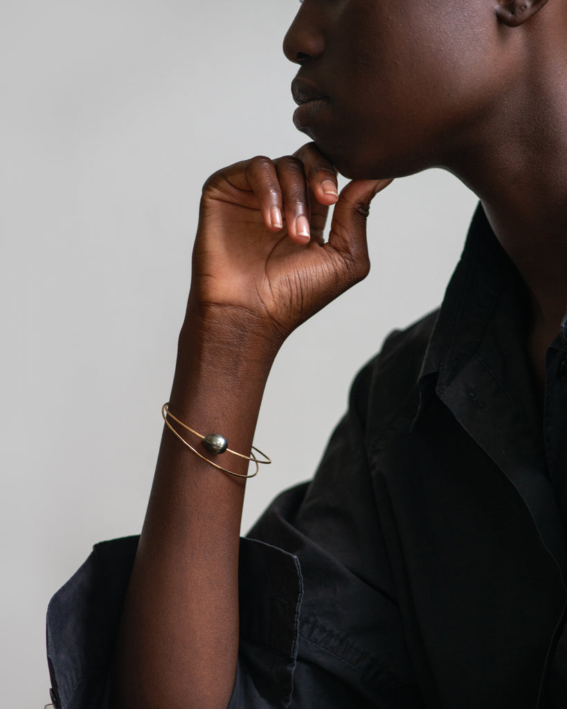 14k Tahitian Pearl Cuff Bracelet