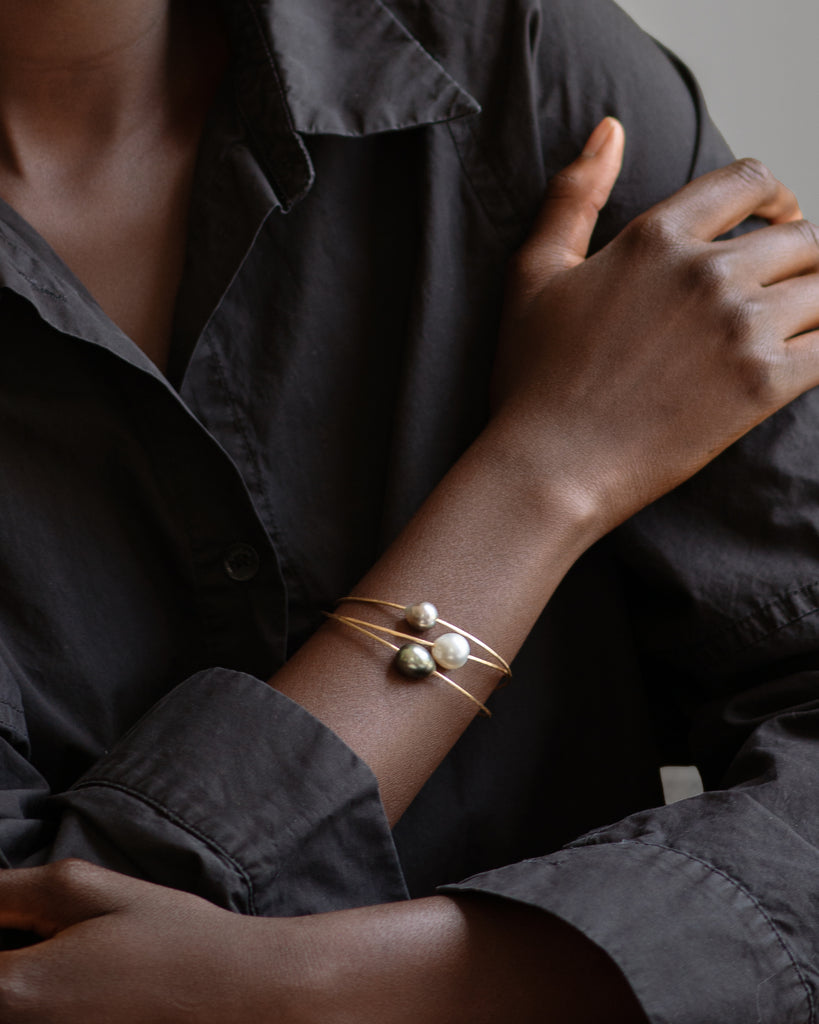 14k Tahitian Pearl Cuff Bracelet
