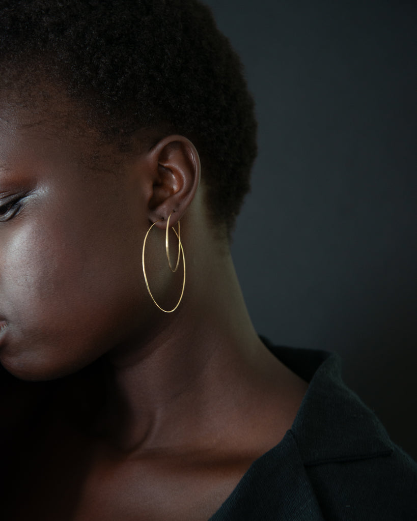 14k Hammered Hoops