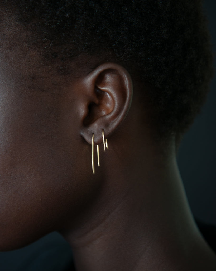 14k Hammered Drop Earrings