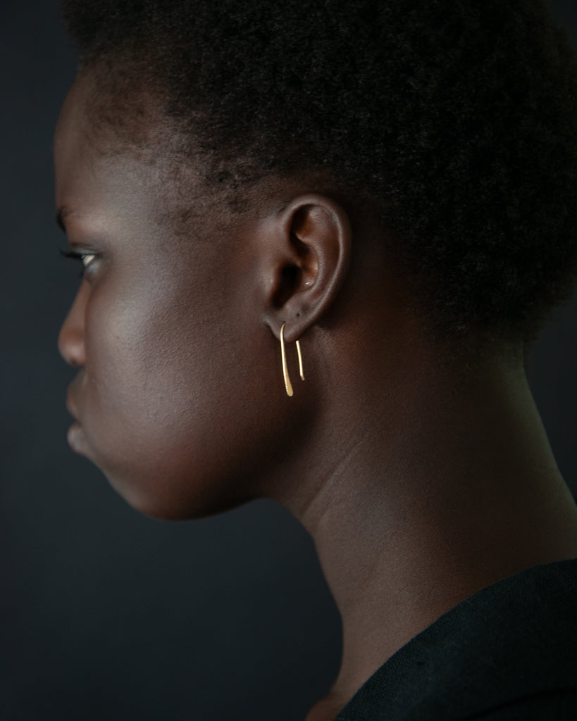 14k Hammered Drop Earrings