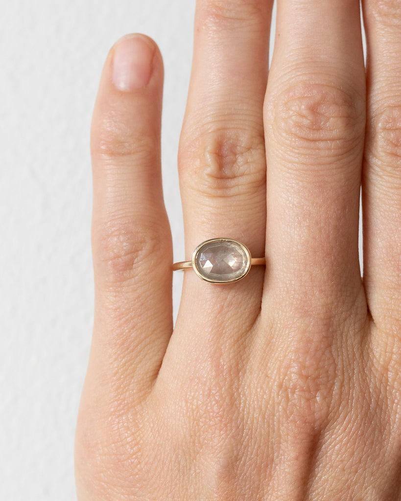 14k East West Oval Mineral Diamond Ring