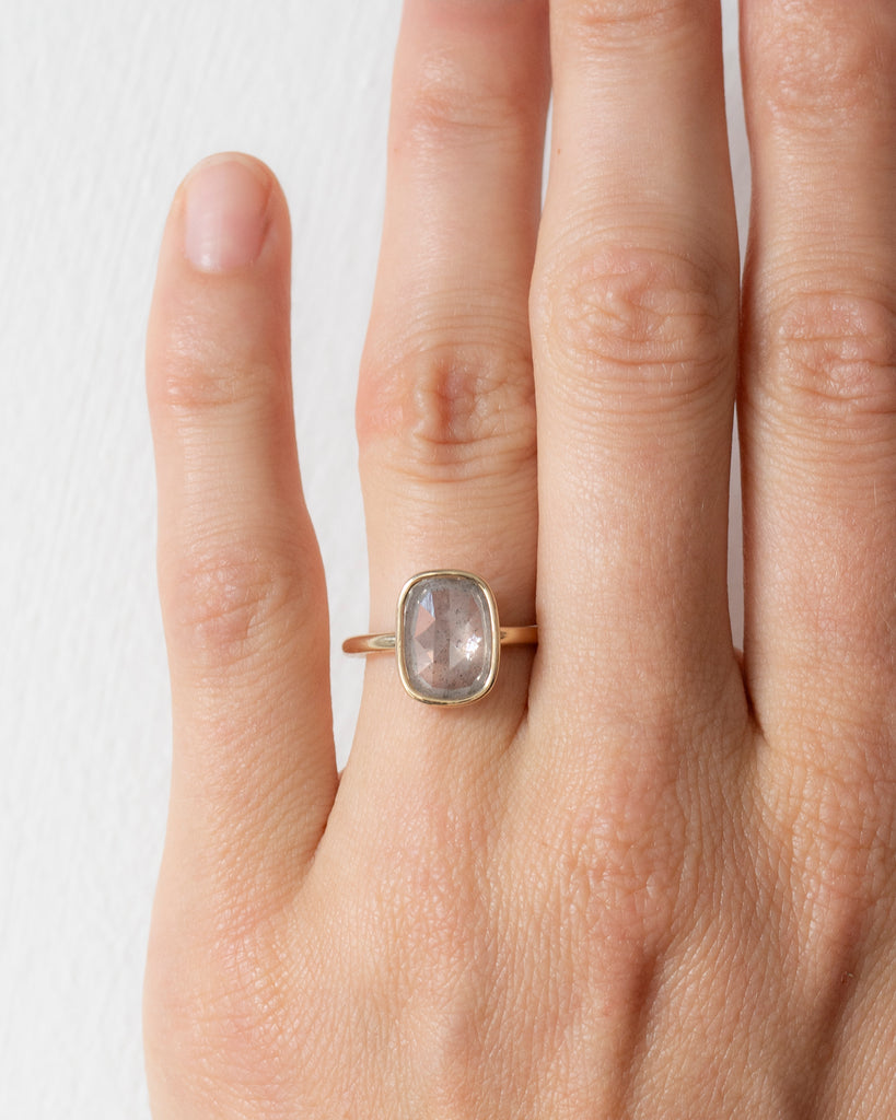 14k Mineral Window Floating Diamond Ring