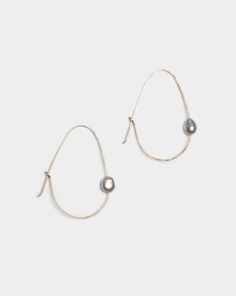 14k Keshi Pearl Egg Hoops