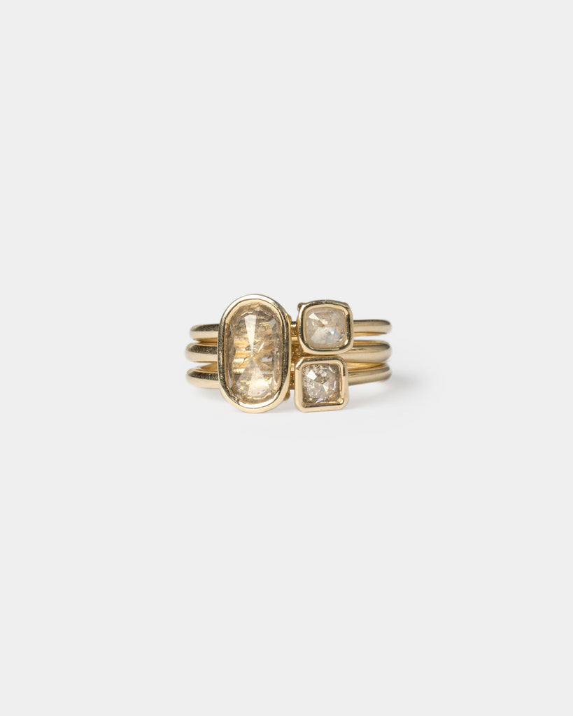 14k Mineral Diamond Trois Floating Rings