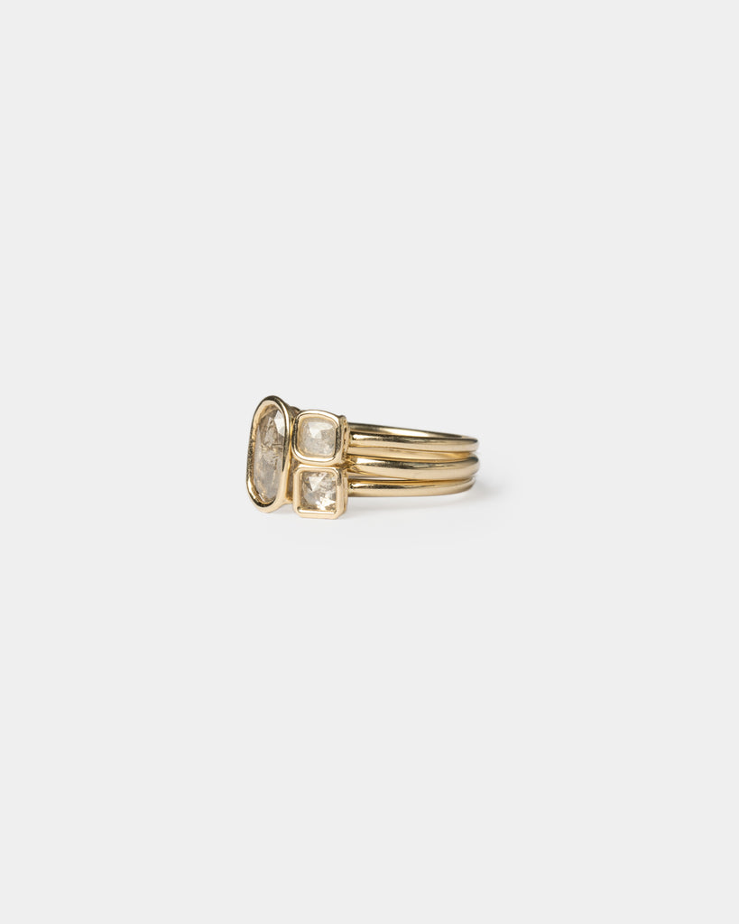 14k Mineral Diamond Trois Floating Rings