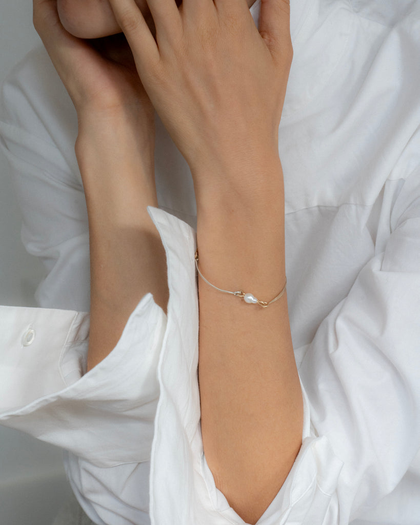 14k & Sterling Pearl Rudimentary Cuff