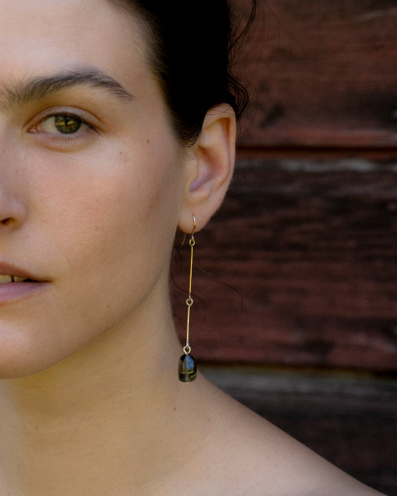Mixed Metals Tourmaline Bone Chain Earrings