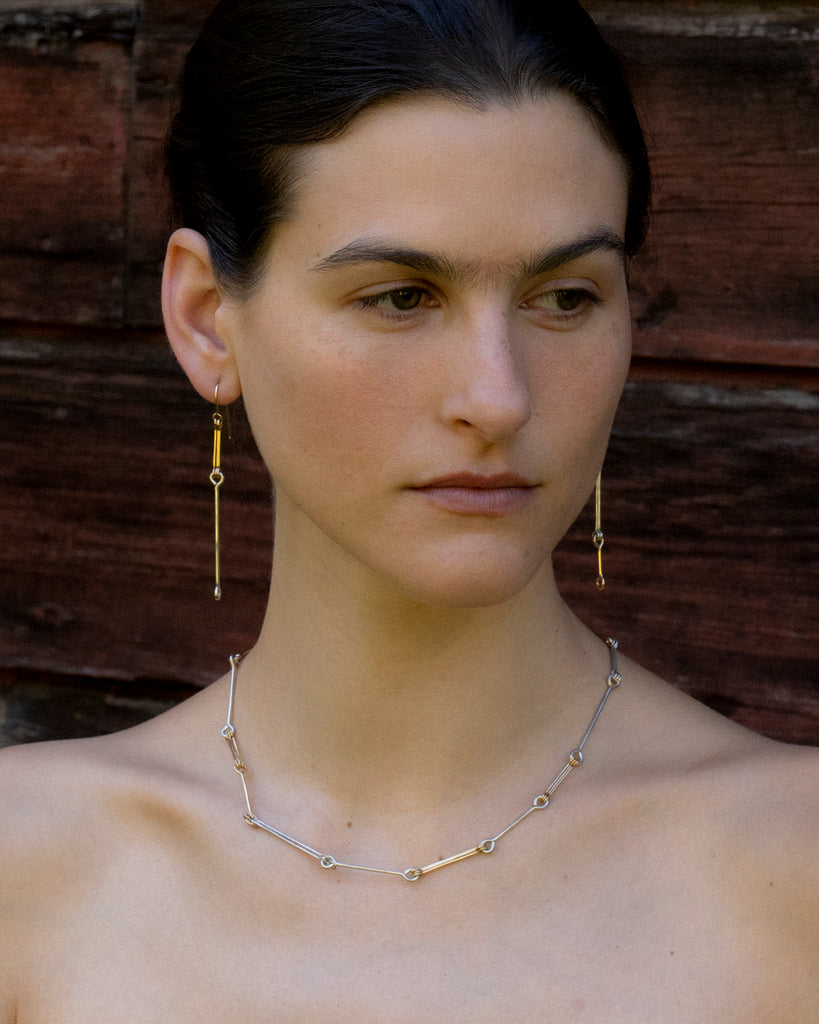 Mixed Metals Triple Bone Chain Necklace