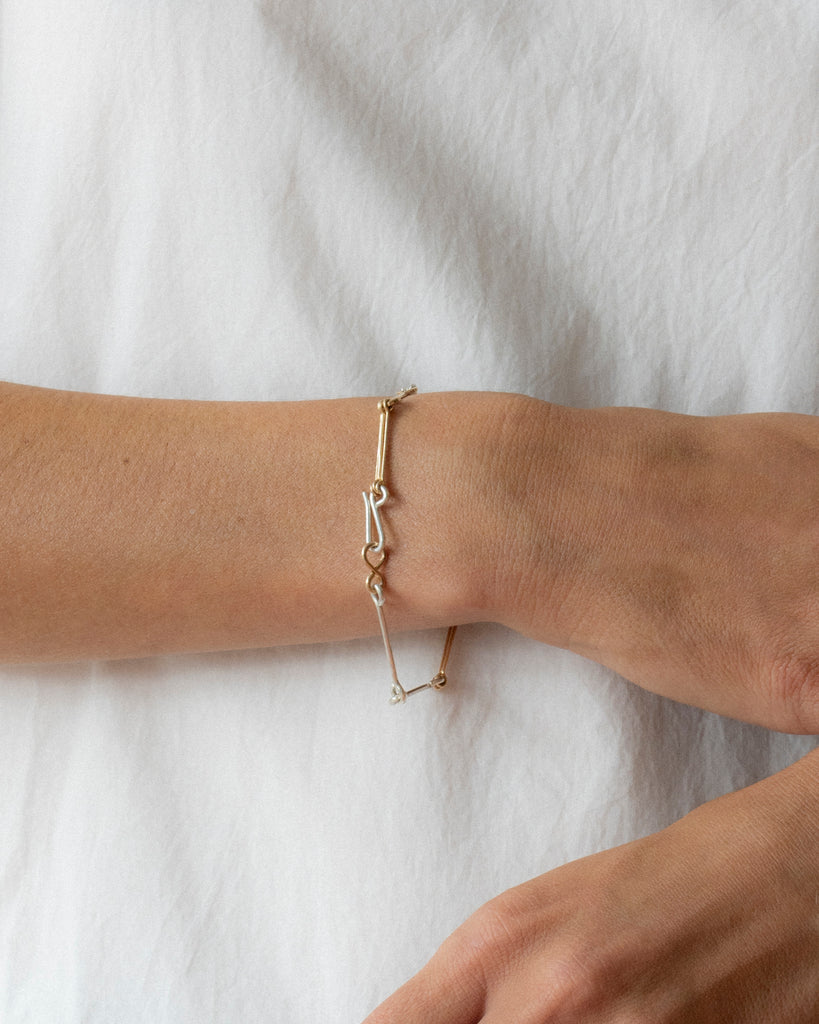 Mixed Metals Triple Bone Chain Bracelet