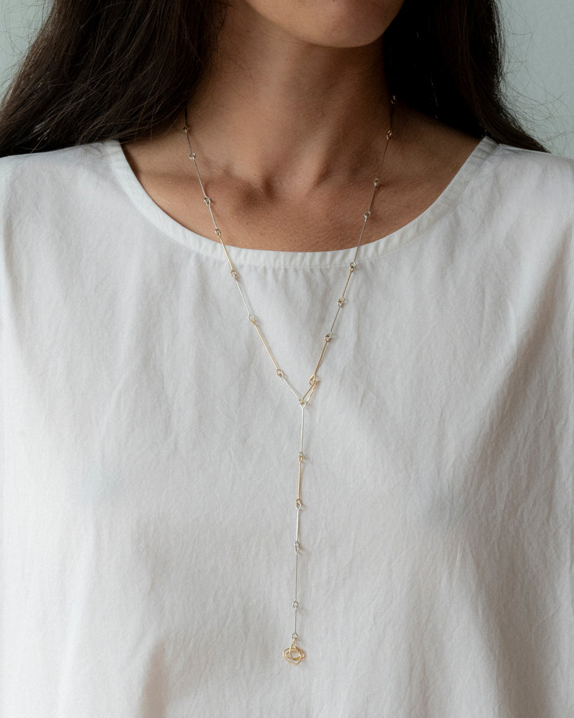 Mixed Metals Bone Chain Necklace