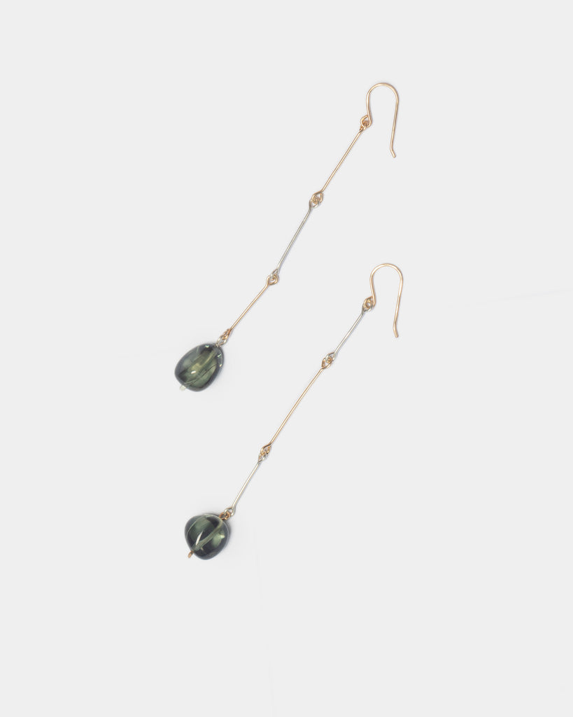 Mixed Metals Tourmaline Bone Chain Earrings