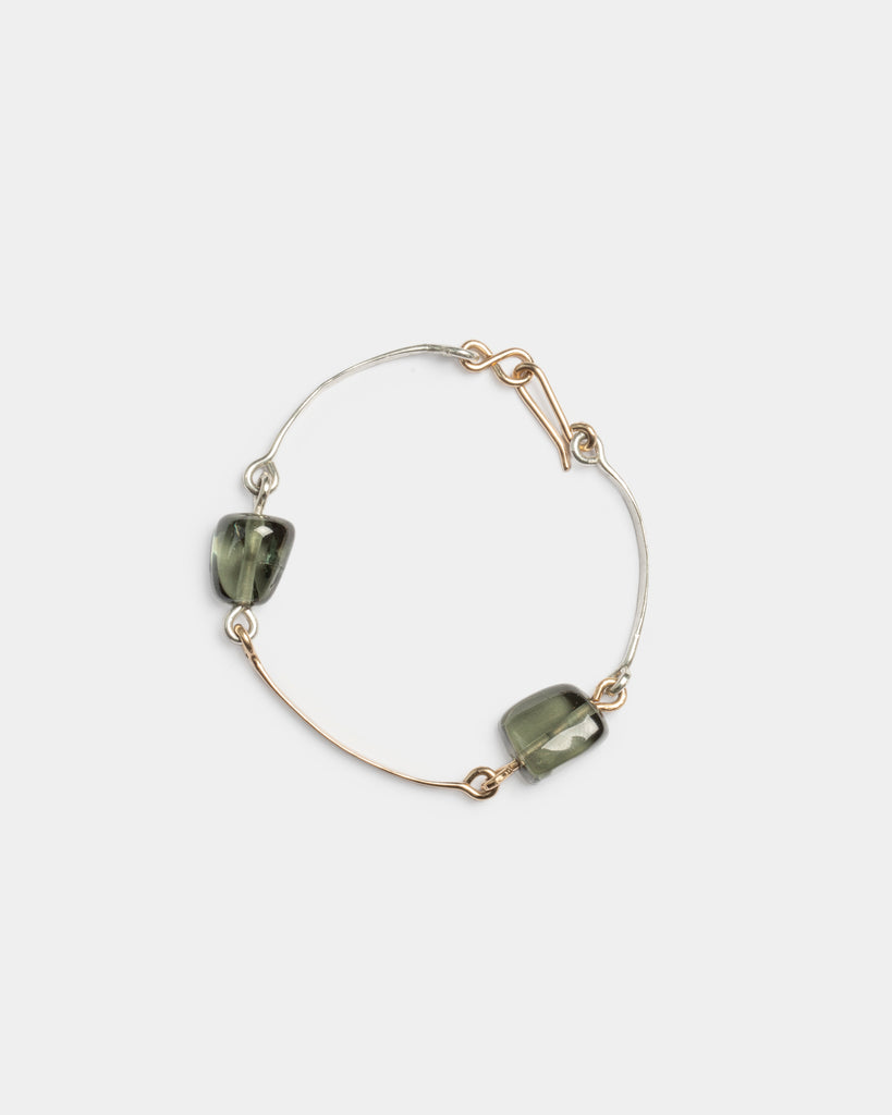 14k & Sterling Tourmaline Rudimentary Cuff