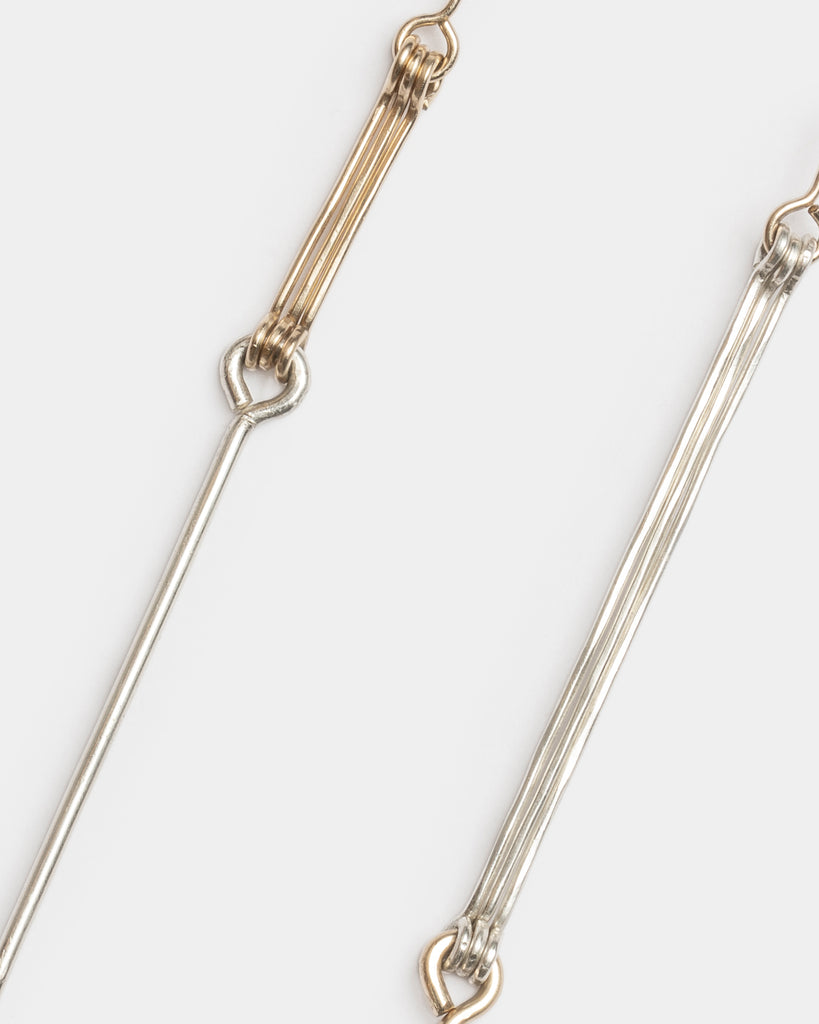 Mixed Metals Triple Bone Chain Earrings