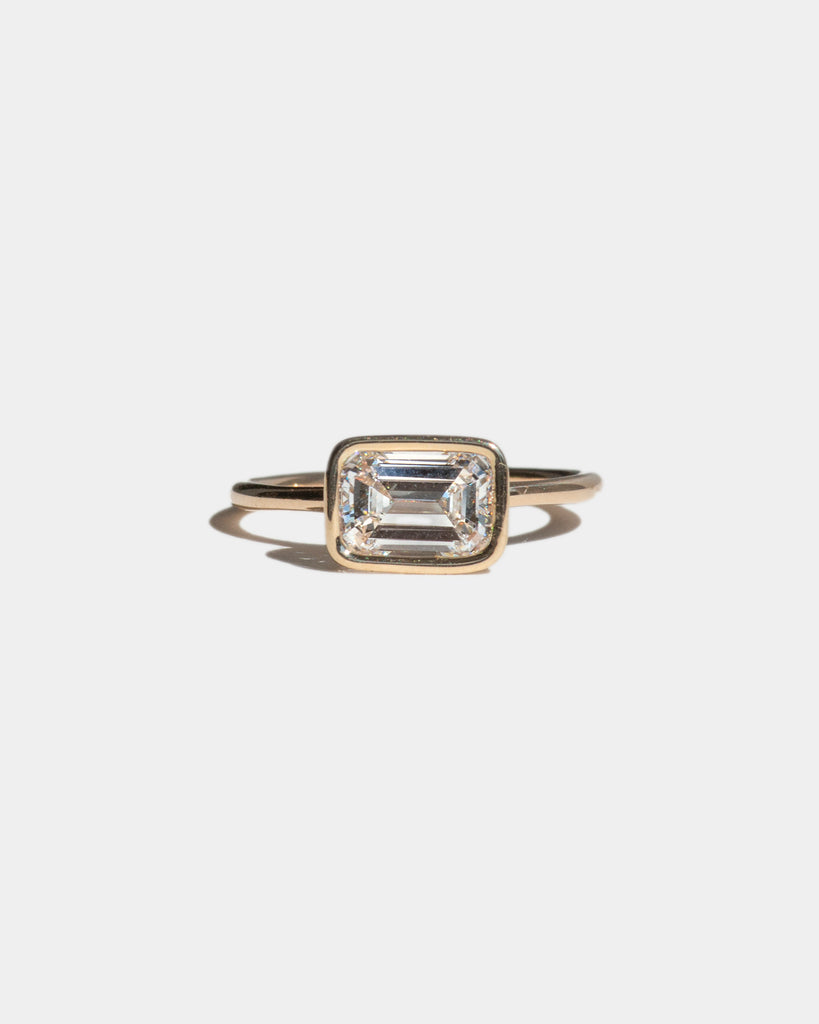 14k East West Emerald Cut Lab Diamond Floating Ring