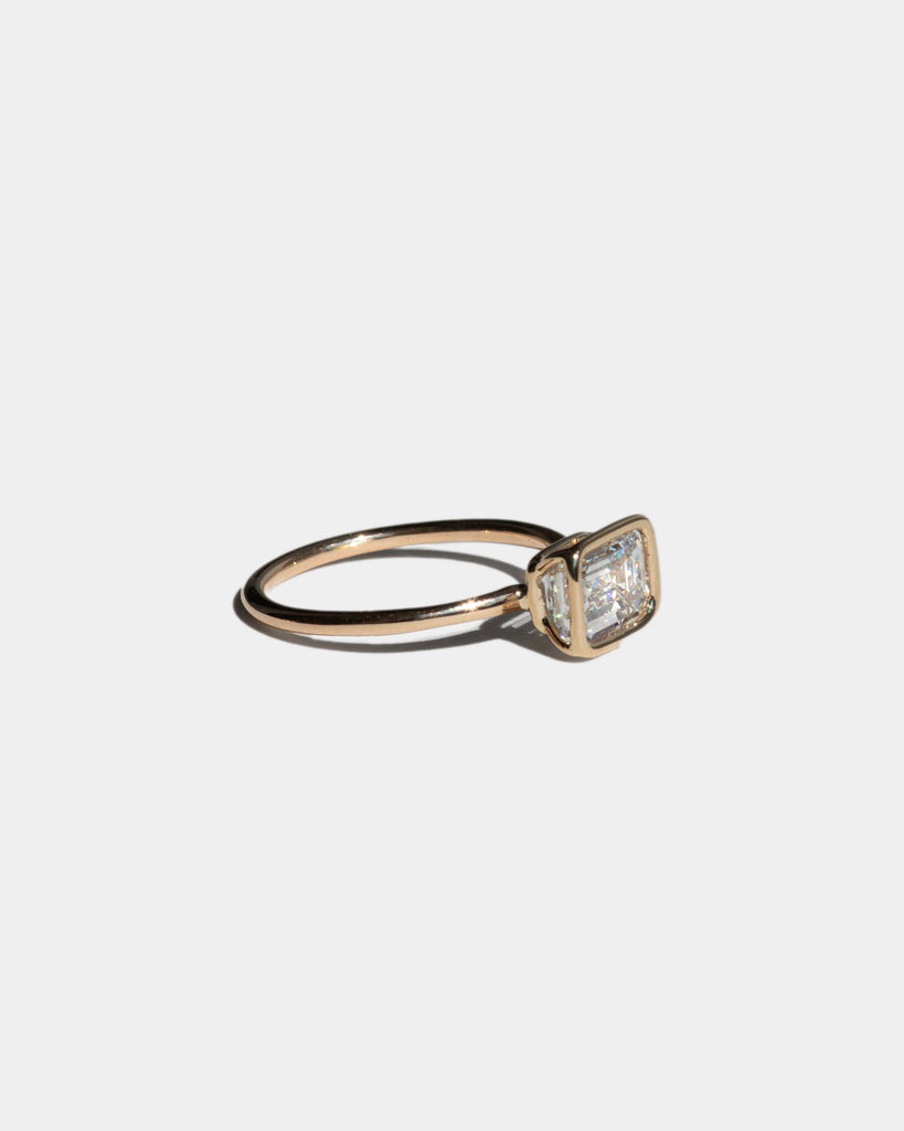 14k East West Emerald Cut Lab Diamond Floating Ring