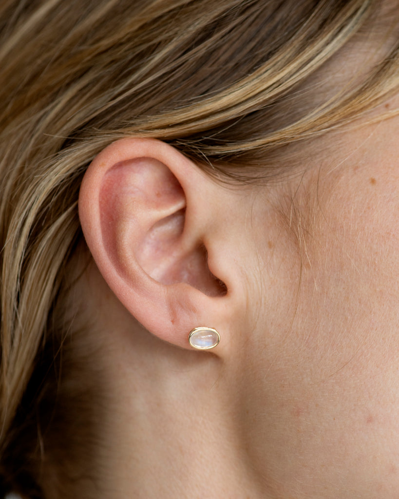14k Moonstone Stud Earrings