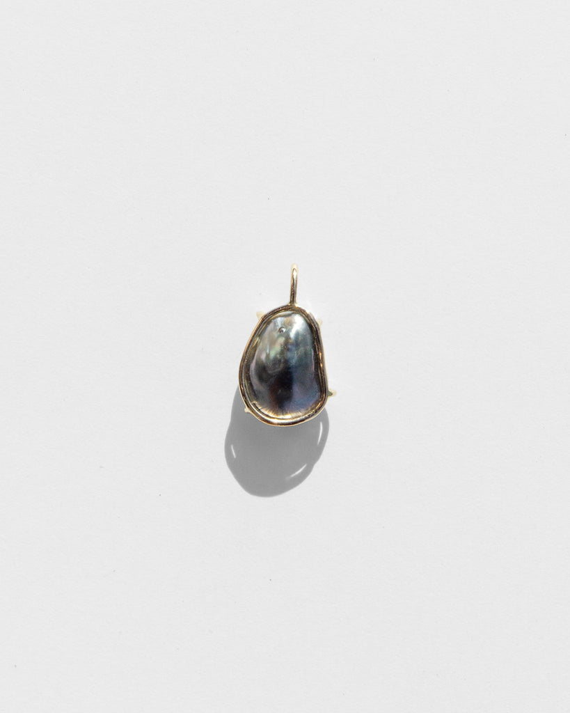 14k Floating Silver Keshi Pearl Bone Chain Pendant