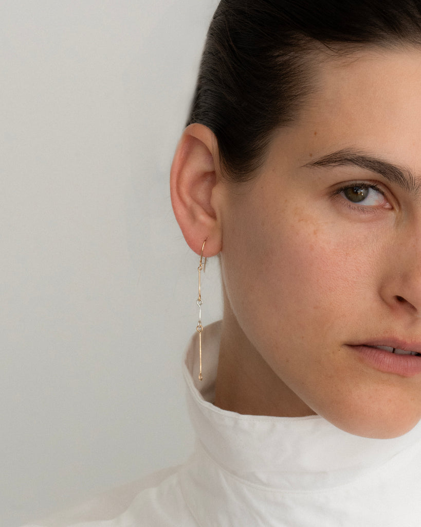 Mixed Metals Bone Chain Earrings