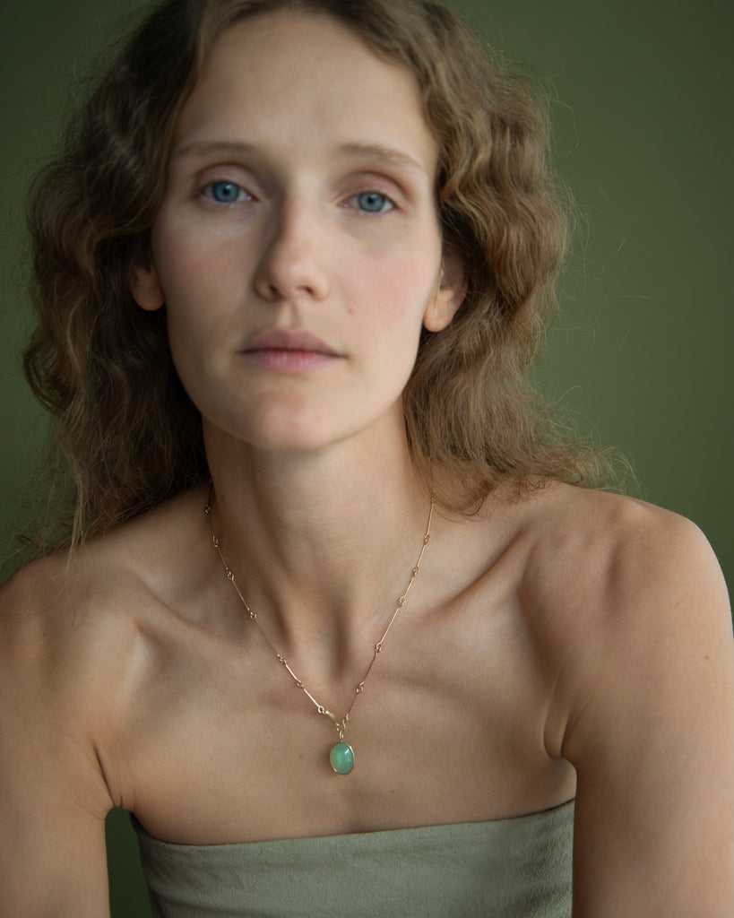 14k Chrysoprase Pendant