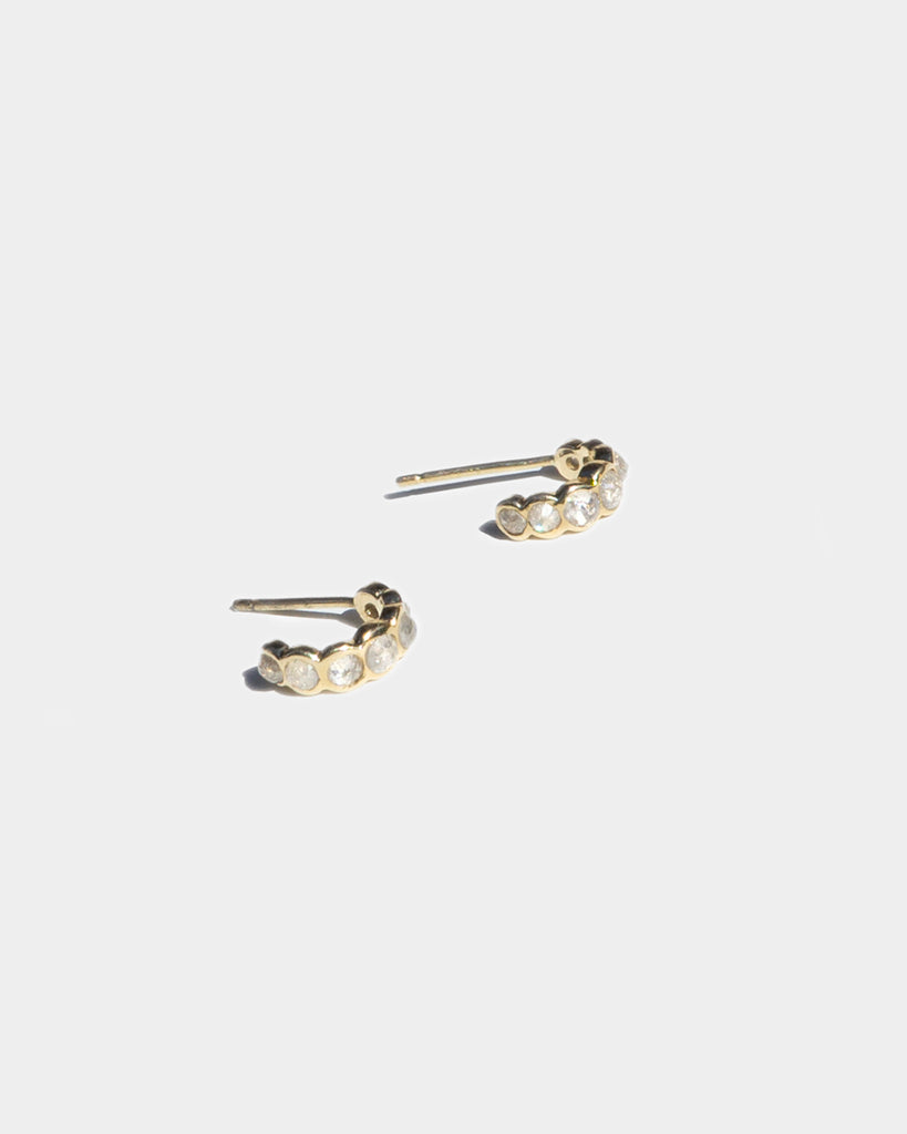 14k Mineral Diamond Crescent Hoops