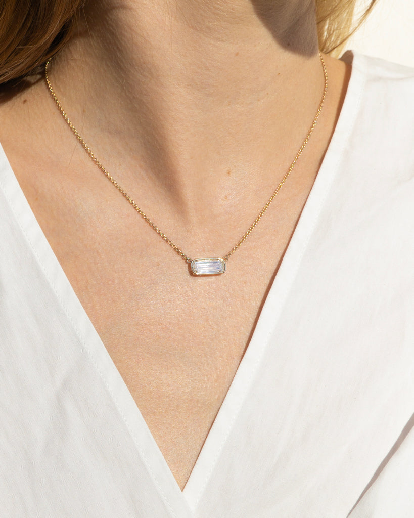 14k East West Diamond Floating Necklace