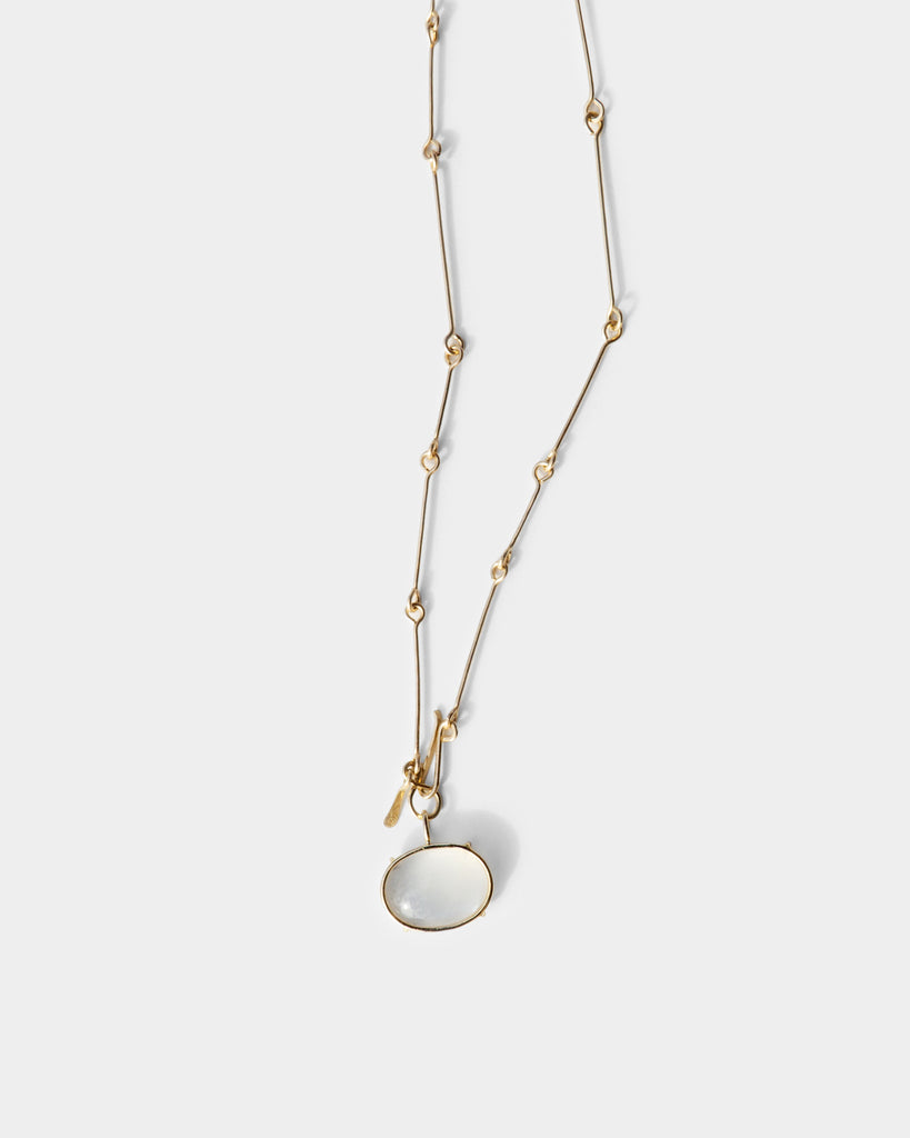 14k Floating Moonstone Bone Chain Pendant