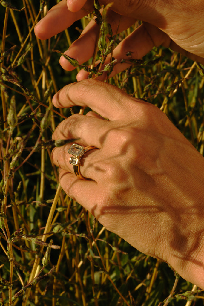 14k Pepper and Forest Toi et Moi Rings