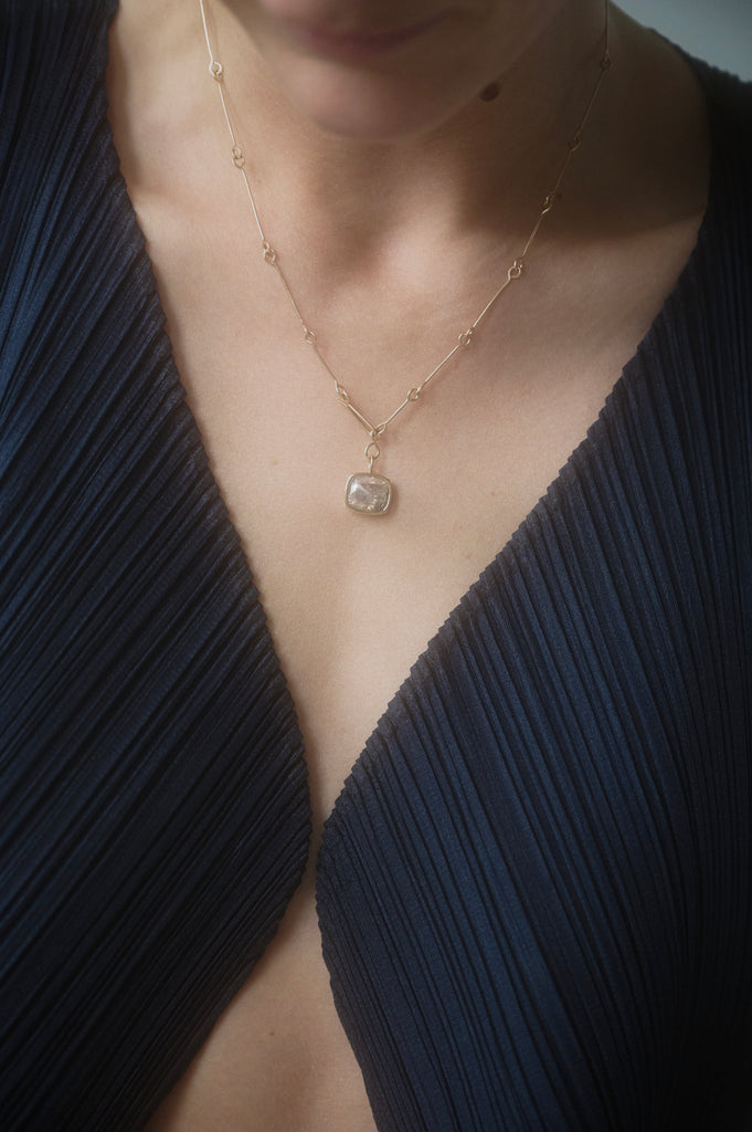 14k East to West Mineral Diamond Pendant