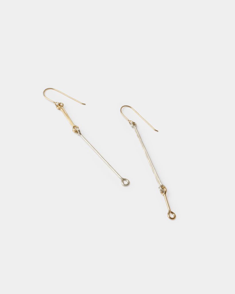 Mixed Metals Triple Bone Chain Earrings