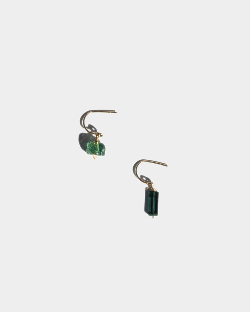 14k Green Tourmaline Charm Earrings
