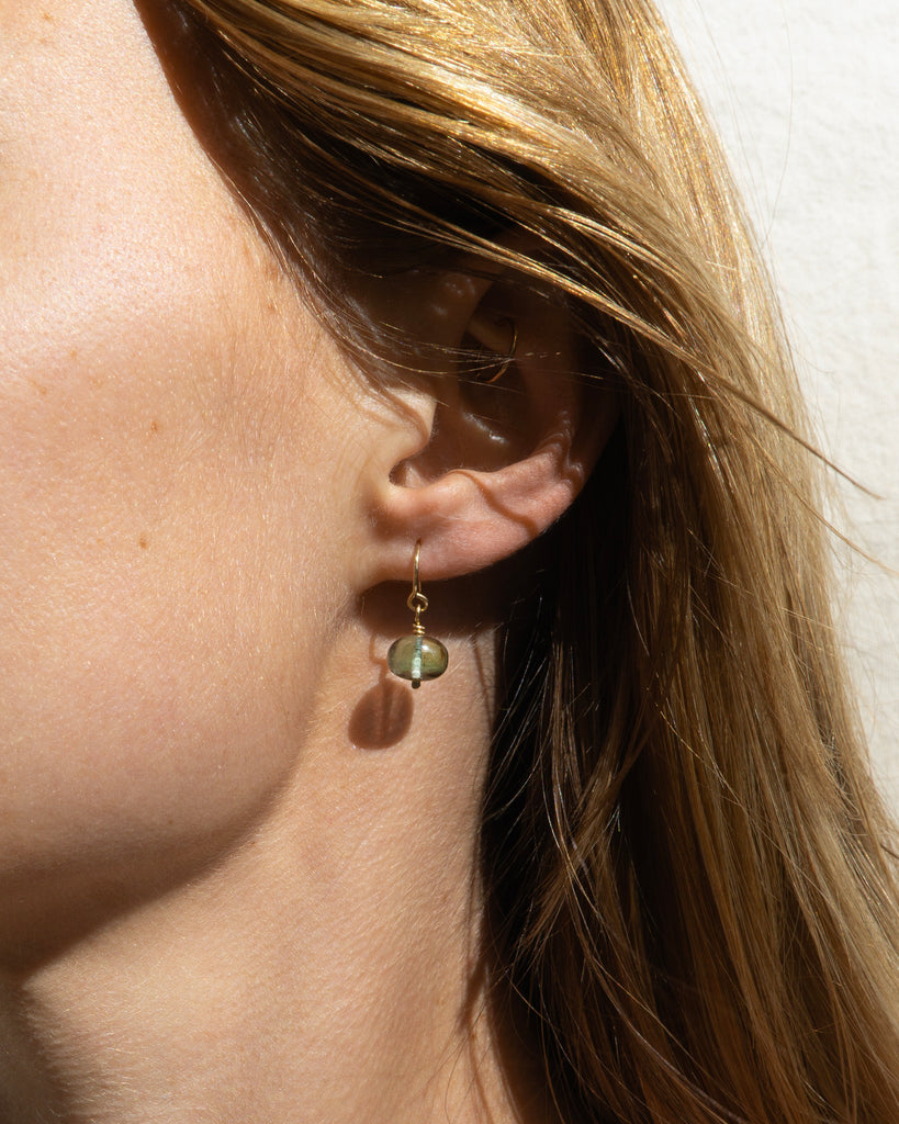 14k Green Tourmaline Charm Earrings