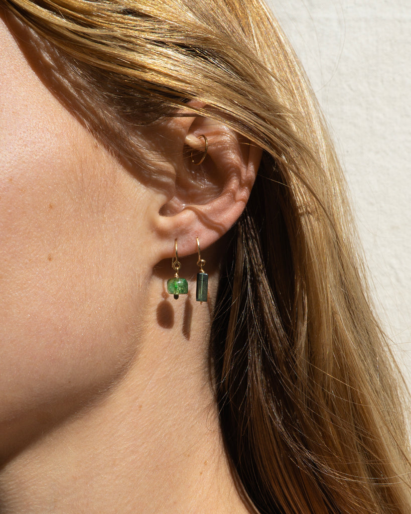 14k Green Tourmaline Charm Earrings