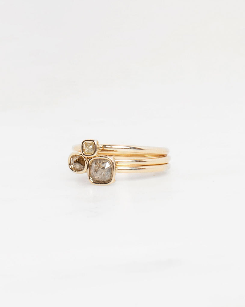 14K Mineral Diamond Trois Floating Rings - Earth