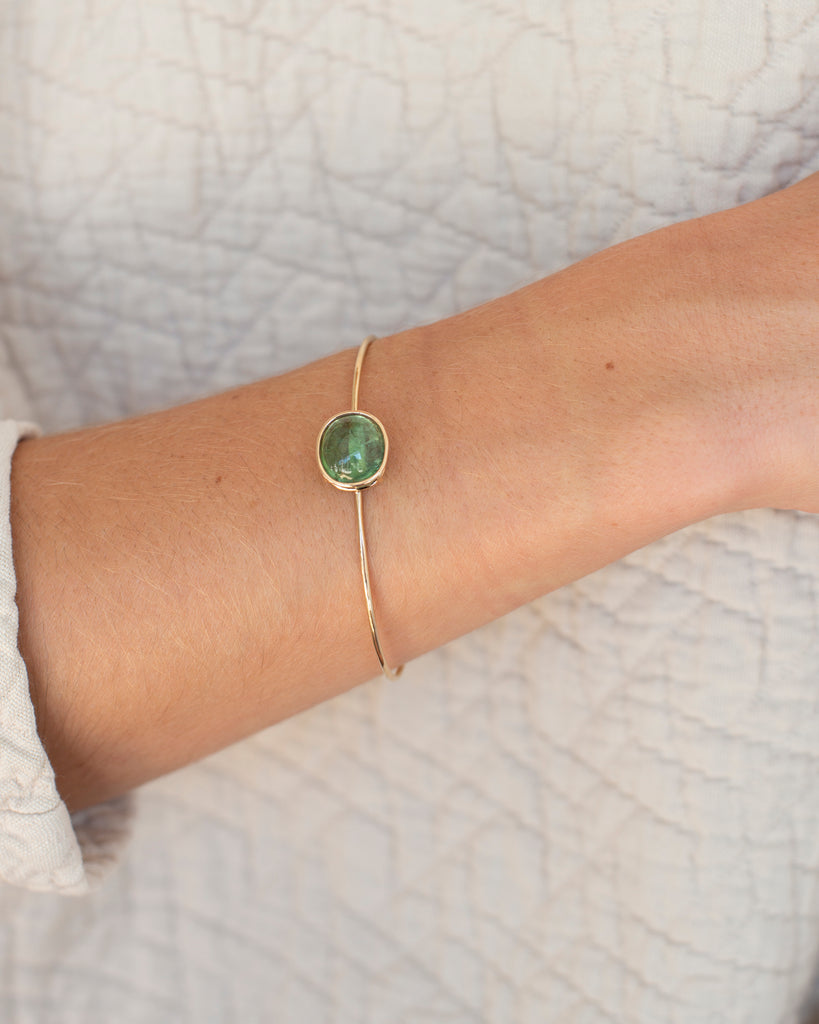 14K Green Tourmaline Floating Cuff Bracelet