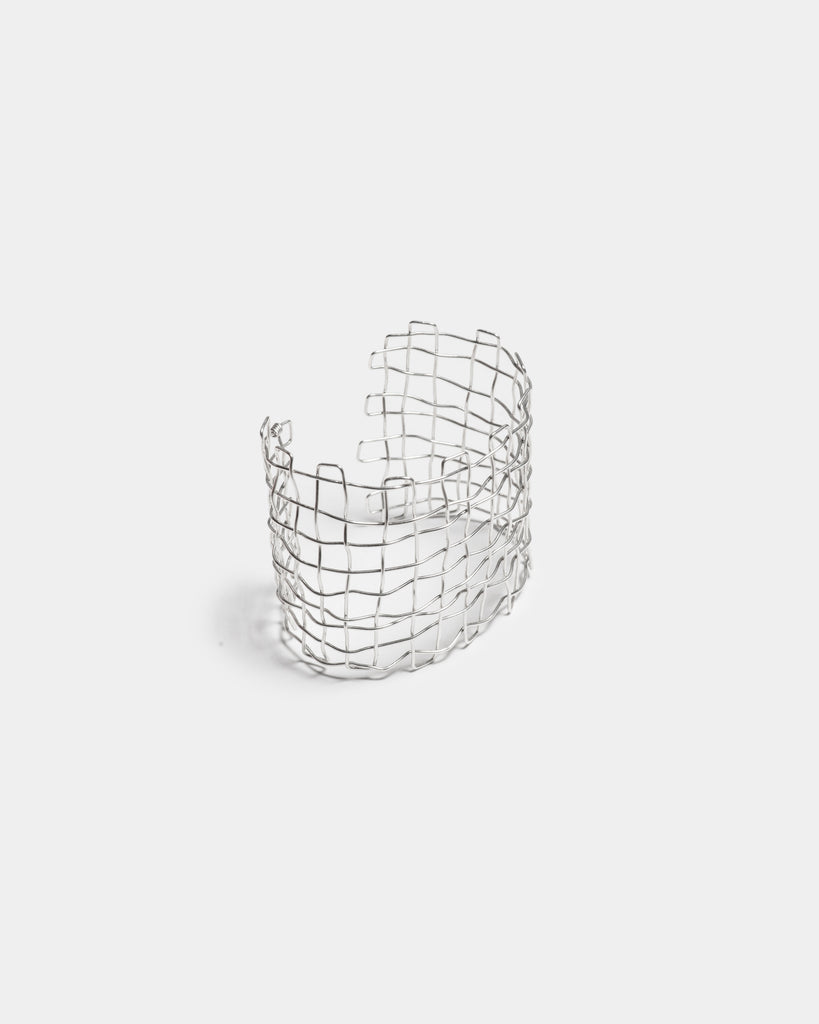 Silver Basketweave Cuff Bracelet