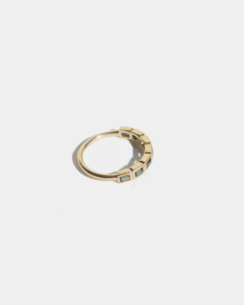 14k Half Round Bezel Set Sapphire Wedding Band